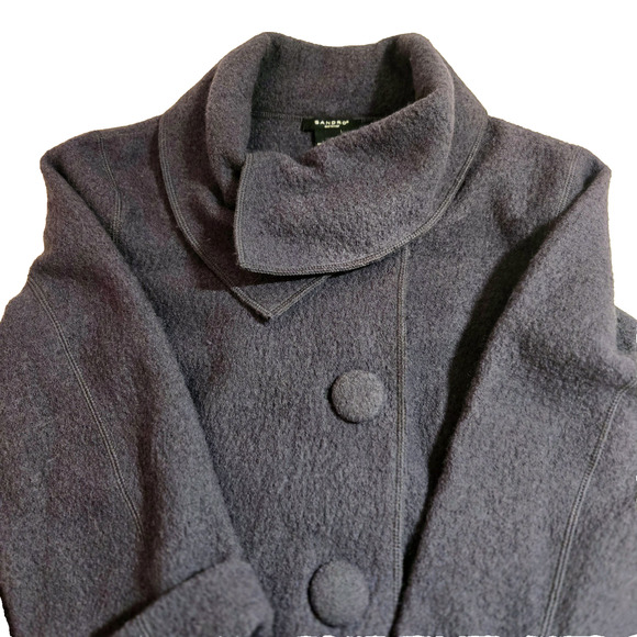 Vintage Sandro Wool Dark Grey Swing Jacket XL - Picture 7 of 16